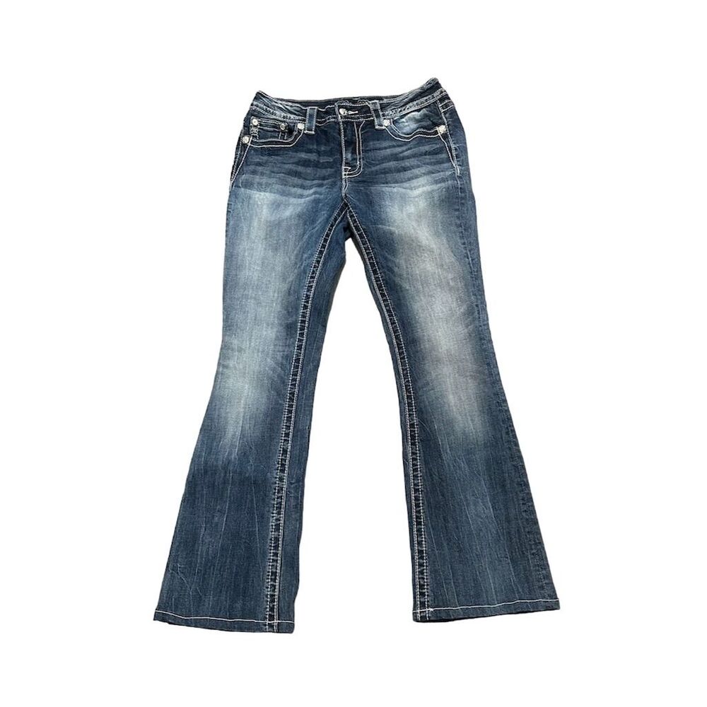 Miss Me Women's Bootcut Jeans Size 29 Blue Denim Embellished Pockets Medium Wash